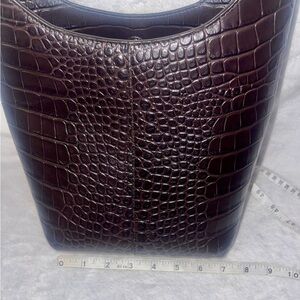 NWT Michael Kohrs Collection Elegant Dark Brown Croc-Embossed Shoulder Bag